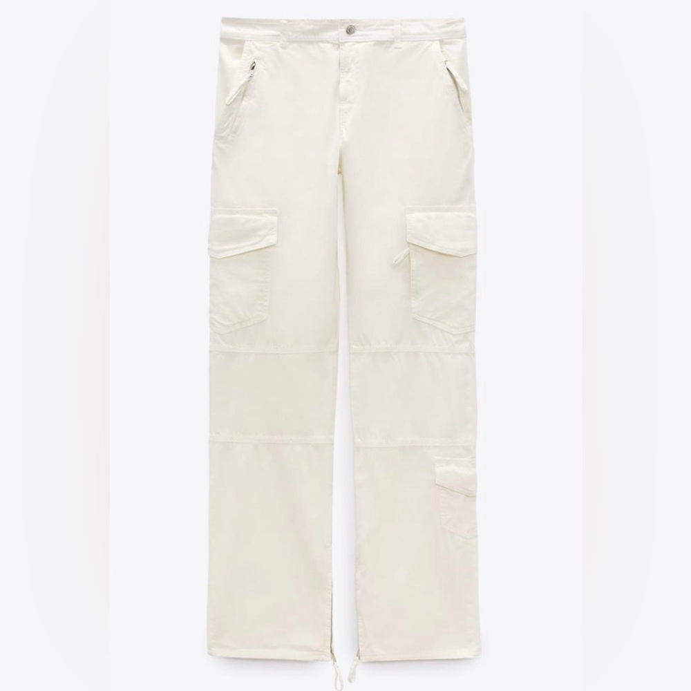 Zara White Cargo Pants Size 12 New Without Tags